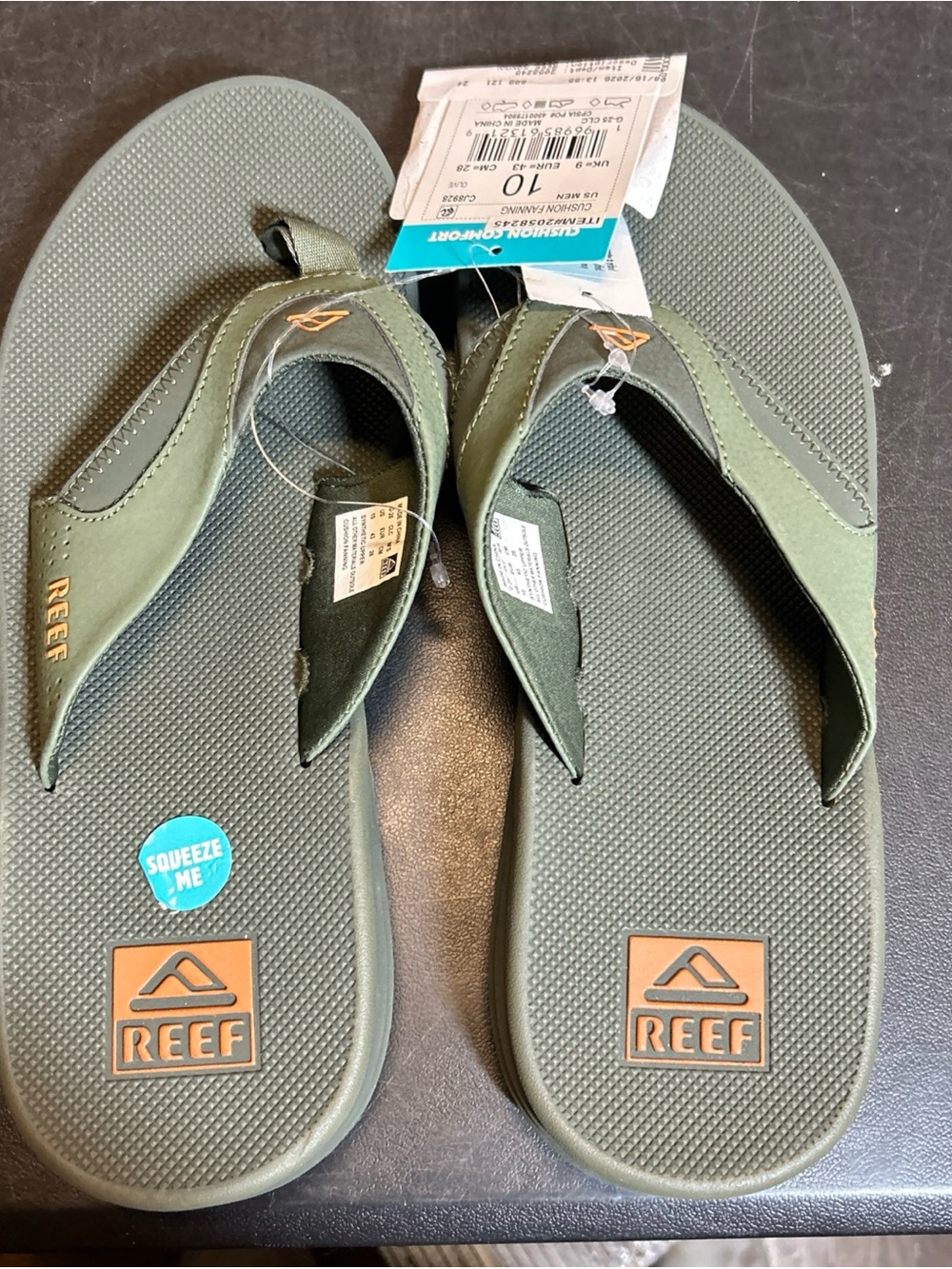Reef Men’s Cushion Fanning Flip Floos - Olive Size 10